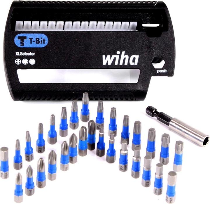 Produktbild Wiha Bit Set XLSelector 31tlg T-Bit 25 mm PH, TORX, Sechskant 1/4" C6,3 magnetischer Bithalter (25mm)