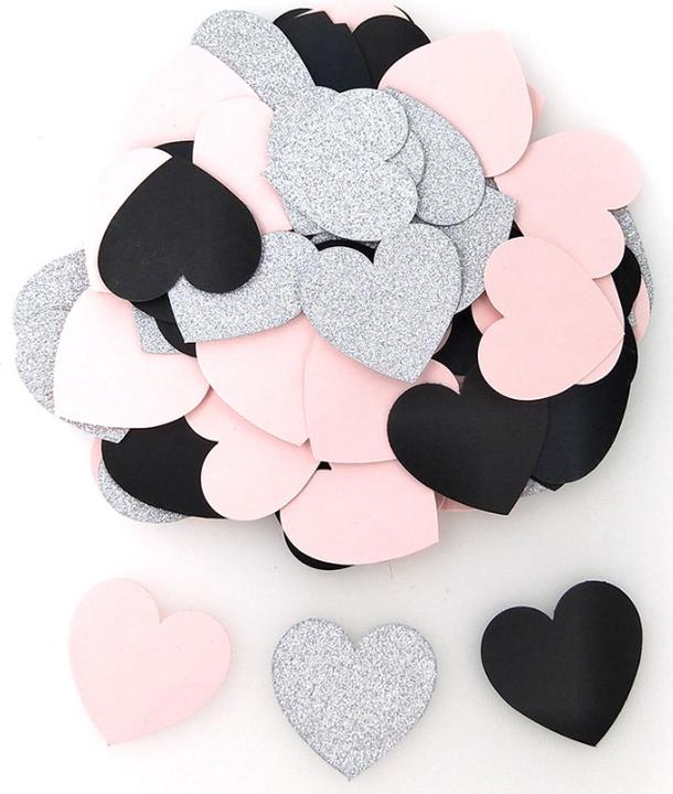 Produktbild Herzkonfetti - Silber-Rosa-Schwarz