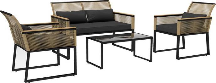Produktbild Swisshandel24 Polyrattan Gartenmöbel Set 4 Personen, Schwarz