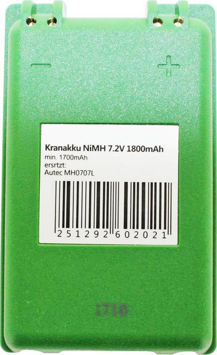 Actual product image AccuCell Battery Autec MH0707L (7.20 V, 1800 mAh)