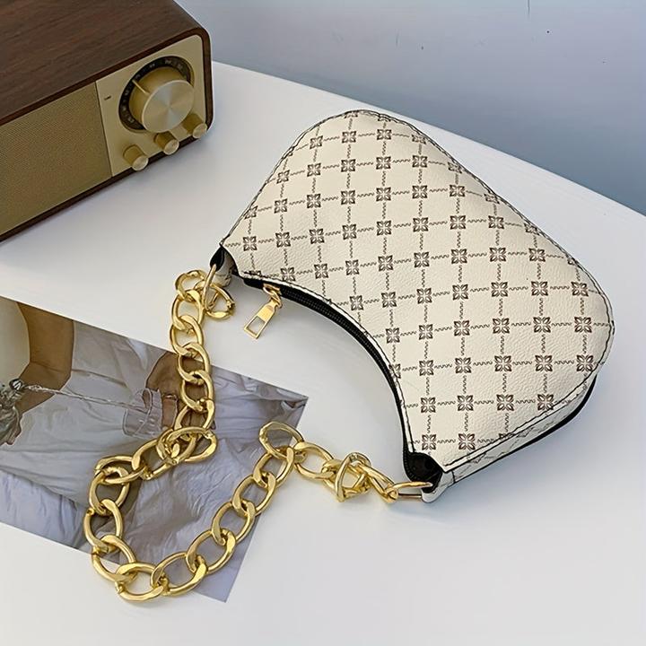 Actual product image Only-Bags.Store Retro printed classic underarm bag, simple shoulder bag, casual handbag, shopping
