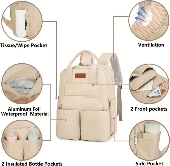 Image du produit Only-Bags.Store Sac à dos multifonctionnel et imperméable pour maman, grand sac à dos de voyage