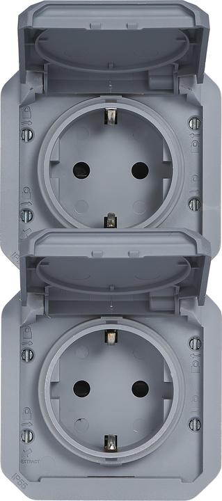 Image du produit Legrand PLEXO New insert, prise de courant pour locaux humides, double avec couvercle rabattable