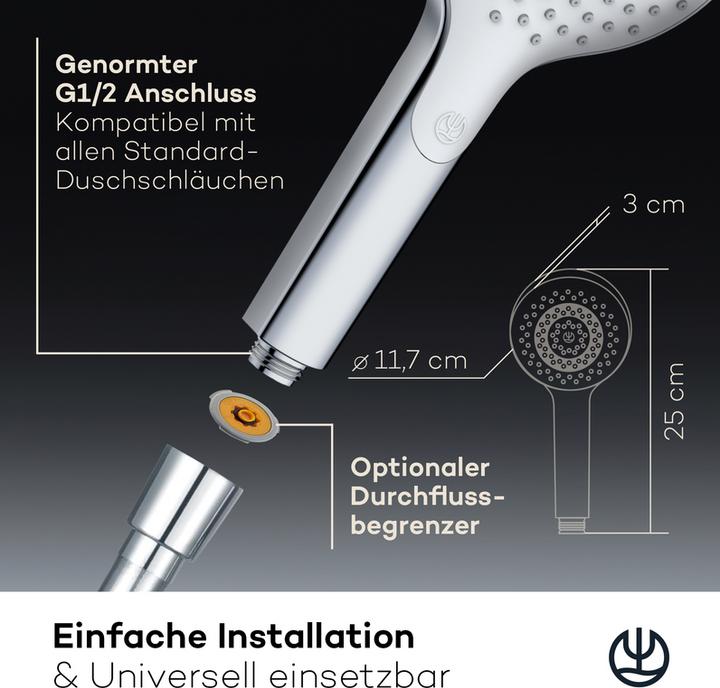 Immagine prodotto Kludi X3 Soffione doccia (1 Tipi di raggi, 15 l/min)