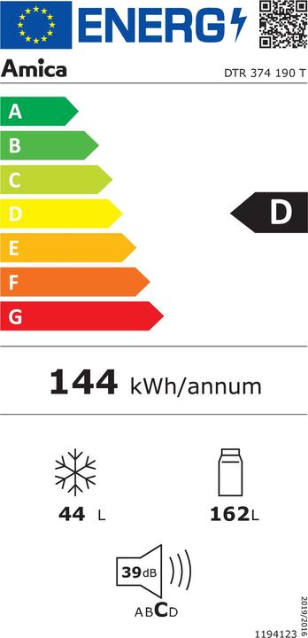Energy Label Amica AMIC free-standing fridge-freezer combination (206 l)