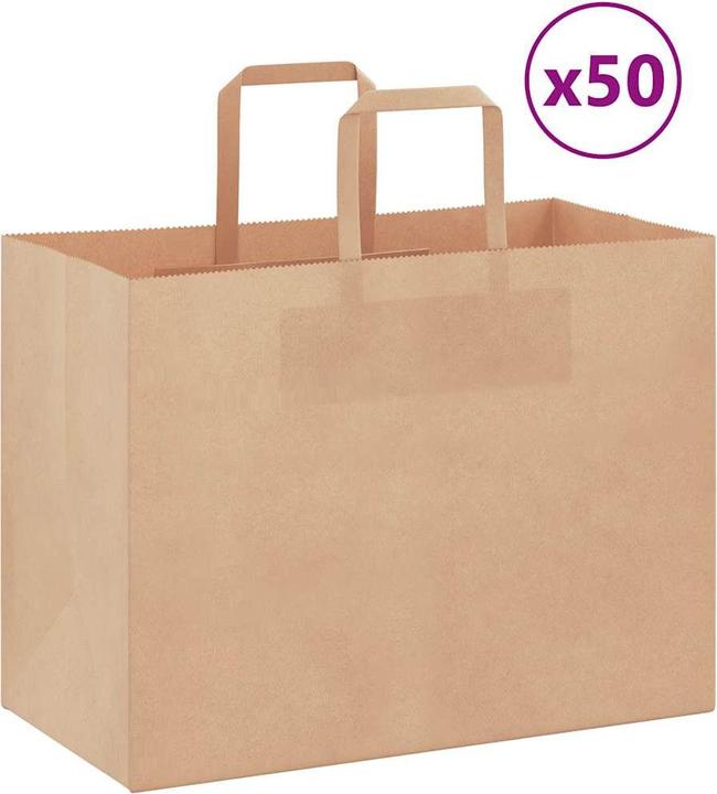 Immagine prodotto VidaXL Sacchetti di carta kraft 50 pezzi con maniglia marrone 32x17x25 cm (Borsa da regalo, 50 x)