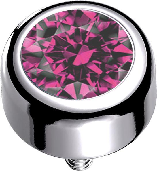Produktbild Star Piercing Dermal Anchor Zylinder silber mit Kristall pink (ohne Messing, Titan G23)