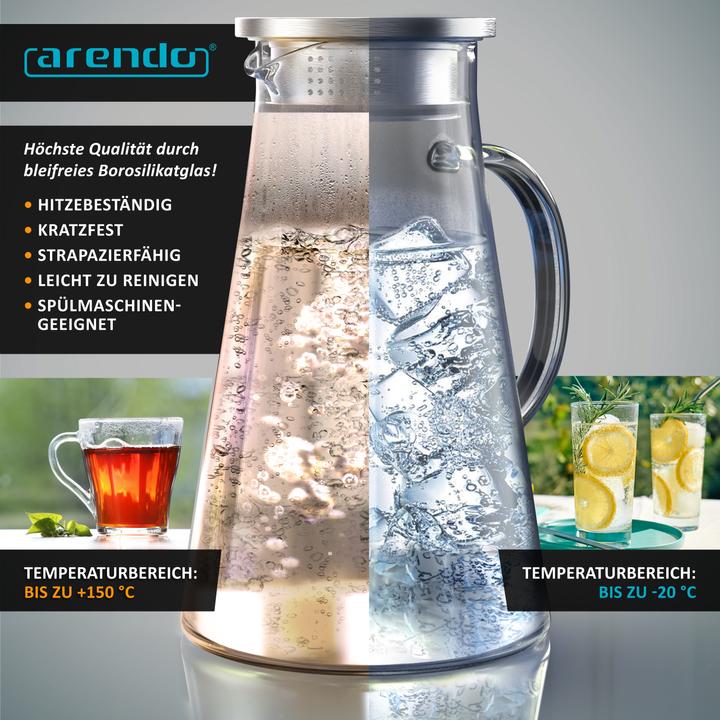 Produktbild Arendo Glaskaraffe mit Deckel (1.80 l)