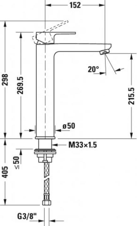 Image du produit Duravit Mitigeur monocommande pour lavabo B.3 L sans vidage à tirette chromé