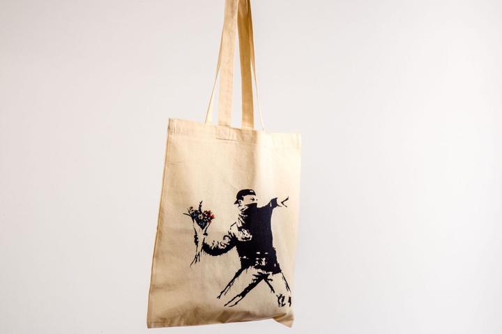 Actual product image Bansky fabric bag - flower thrower