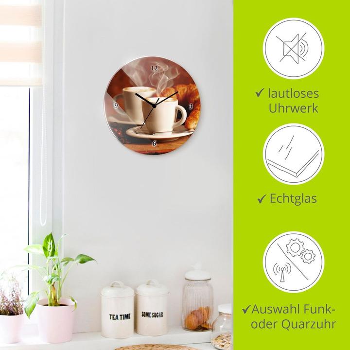 Actual product image Artland Quartz clock Steaming cappuccino and croissant T5XO (30 cm)
