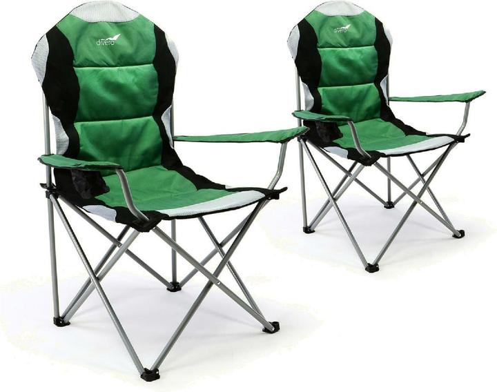 Produktbild VCM 2er Set Deluxe Campingstuhl grün schwarz Faltstuhl Angelstuhl gepolstert