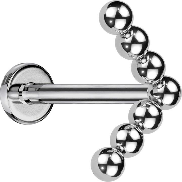 Star Piercing Micro Labret Innengewinde silber Winkel Kugeln (Titan G23, ohne Messing)