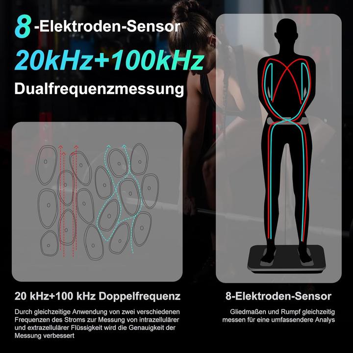 Immagine prodotto Raoyan Körperanalysewaage mit Handsensoren (180 kg)