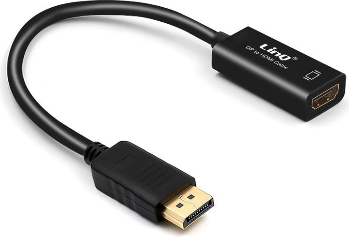 Produktbild LinQ DisplayPort / HDMI Anschluss Adapter / Videoabel, 23cm Kabel, - Schwarz (HDMI, 15 cm)