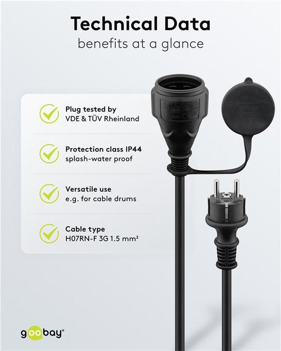 Actual product image Goobay power cable (10 m, CEE 7/4)