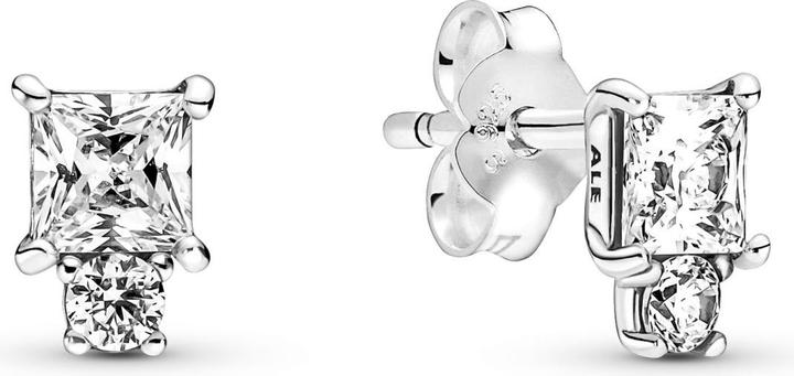 Pandora Ohrstecker Funkelnde Rund & Eckig (Silber 925, Mit Stein(en))