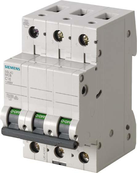 Actual product image Siemens SIEM 5SL4302-7 Miniature circuit breaker 400V 10KA, 3 pole, C, 2A