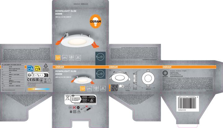 Produktbild Osram 4099854444708 Downlight Slim 85mm 4.5W 3000K LED-Deckenleuchte 4.50 W (240 lm)