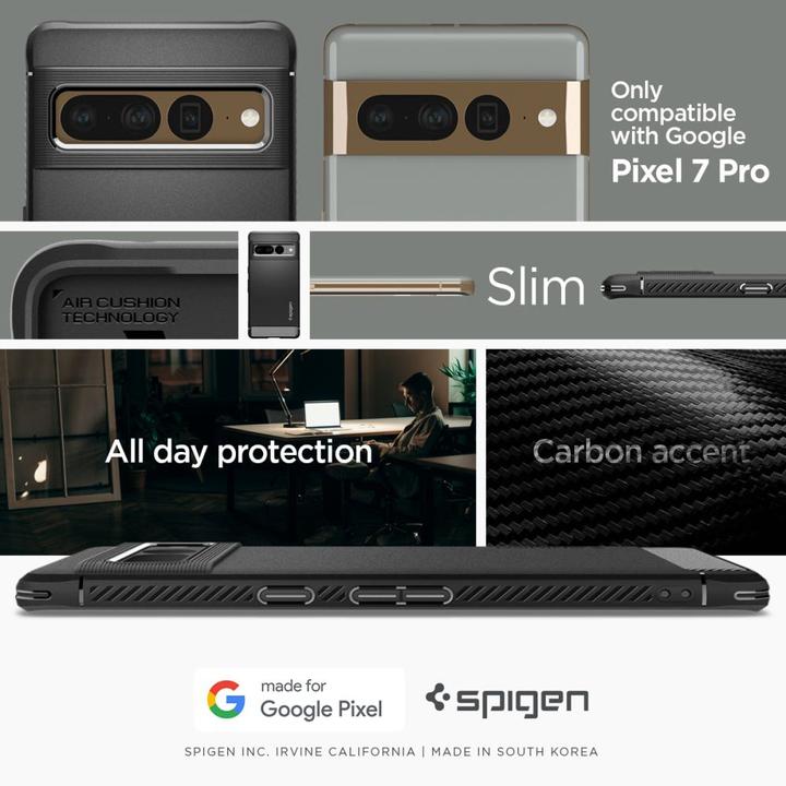 Actual product image Spigen Rugged Armor Google Pixel 7 Pro czarny/matte black ACS04725 (Google Pixel 7 Pro)