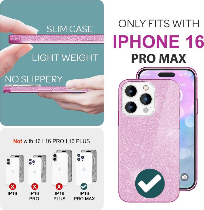 Produktbild Nalia Glitzer Hybrid Hülle (Apple iPhone 16 Pro Max)