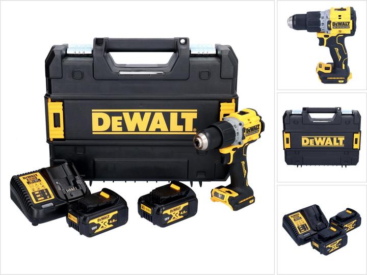 Actual product image DeWalt DCD 805 M2T Battery impact drill 18 V 90 Nm brushless + 2x battery 4.0 Ah + charger + TS (Rechargeable battery operated)