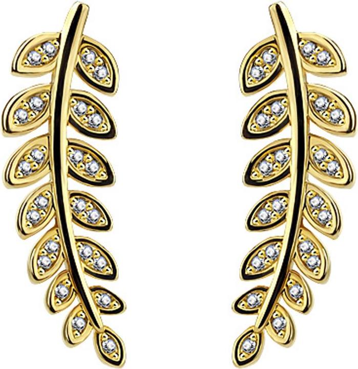 Image du produit Star Piercing Boucle d'oreille Ear Climber plaqué or avec feuille d'olivier (Laiton)