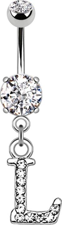 Immagine prodotto Star Piercing Banana in argento con ciondolo in cristallo lettera L (Ottone, Acciaio chirurgico 316L)