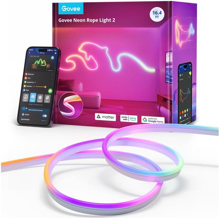 Actual product image Govee 5M Neon Preinstalled Strip Light in crisp white (Multicoloured, 500 cm, Indoor)