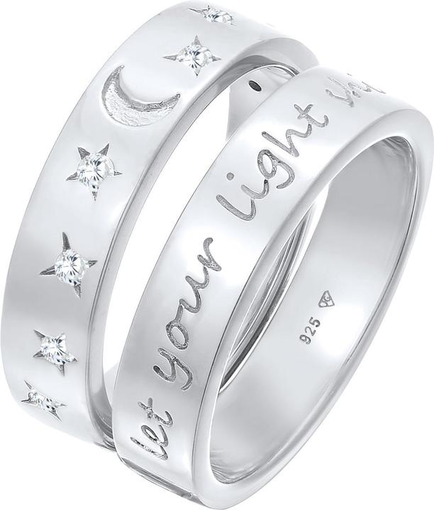 Actual product image Elli Ring Moon Star - Let Your Light Shine 925 Silver (56, 925 Silver)