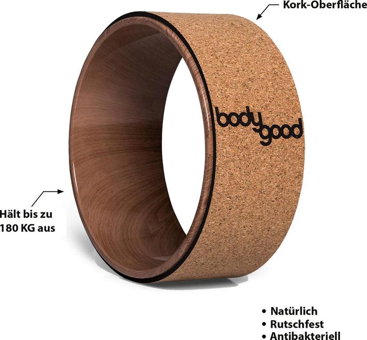 Produktbild BodyGood Yoga Rad Holz aus rutschfestem Kork -