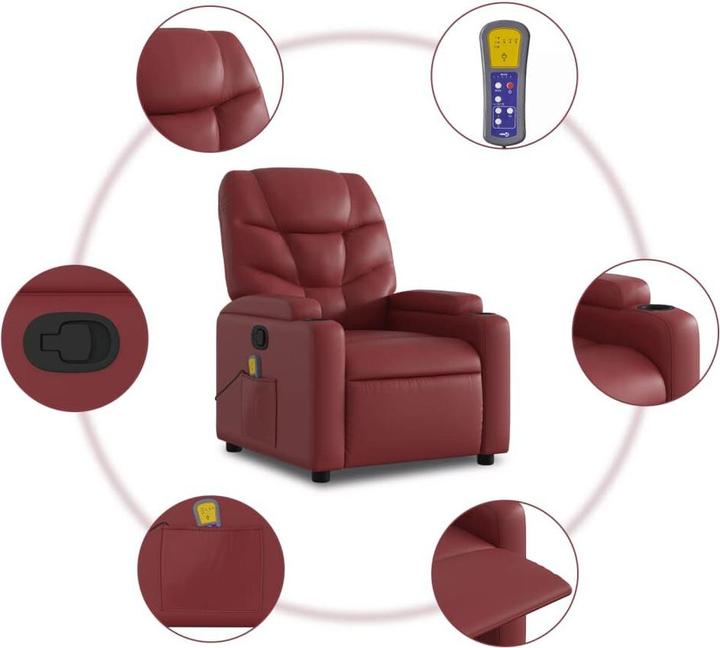 Produktbild VidaXL Massagesessel Weinrot Kunstleder,Farbe: Weinrot,Material