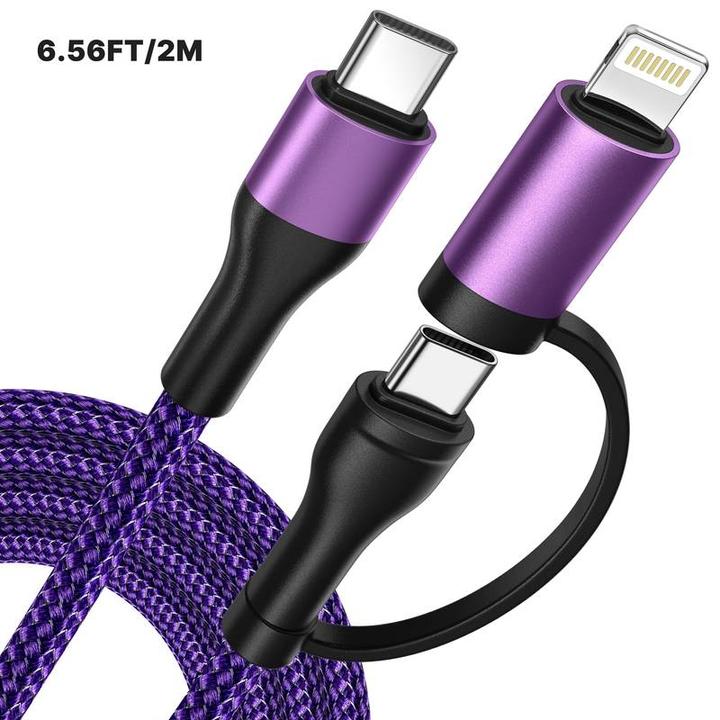 Actual product image PhoneLook Charging cable 2 in 1 (USB-C to USB-C + Lightning) for iPhone 15 and previous models t (1 m)