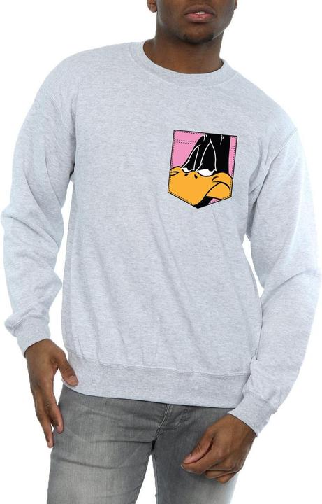 Produktbild Looney Tunes Daffy Duck Face Faux Pocket Sweatshirt (L)