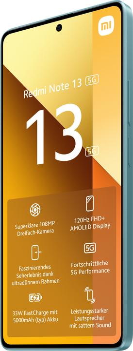 Produktbild Xiaomi Redmi Note 13 5G (256 GB, Ocean Teal, 6.67", Hybrid Dual SIM, 108 Mpx, 5G)