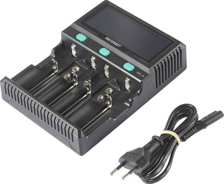 Productafbeelding Voltcraft IPC-4 rondcellige oplader LiIon, LiFePO, NiMH, NiCd, LiFePO4 A, Mignon (AA), Micro (AAA) (1 Pcs., 10440, 14500, 16340, 17335, 17500, 17670, 18490, 18650, 21700, 22650, 26500, 26650, 32650, AAA, A, AA, Sub-C, Lader zonder batterij)