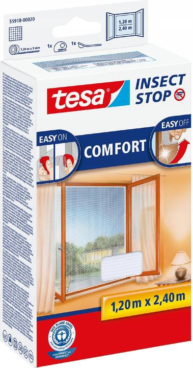 tesa Insektenschutz COMFORT für Fenster, mit Klettband, selbstklebend, ohne Bohren