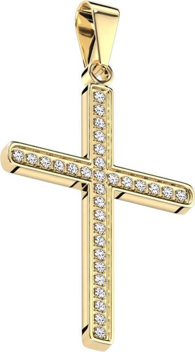 Immagine prodotto Star Piercing Ciondolo a forma di croce placcato oro con cristalli (Acciaio chirurgico 316L)