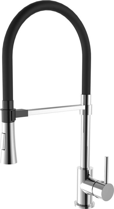 Immagine prodotto Emke Rubinetto da cucina con tubo in silicone da 60 cm, 2 modalità di spruzzo, girevole a 360°, cromo