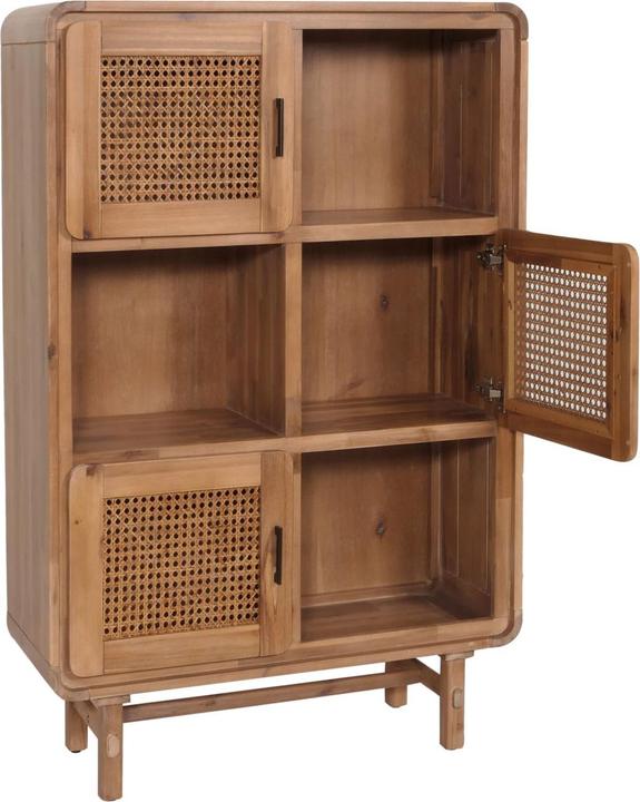 Image du produit Mendler Highboard HWC-M47, compartiments de rangement, rotin acacia bois massif teinté 141x90x35cm 32kg (90 x 35 x 141 cm)