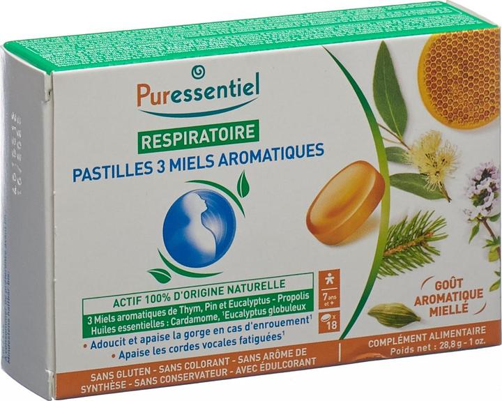 Produktbild Puressentiel Lutschtabletten mit 3 aromatischen Honigsorten 3 Honigsorten (18 Stück)