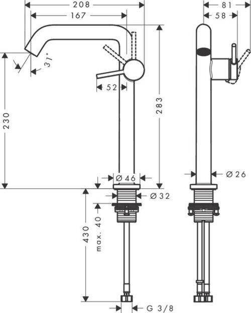 Image du produit hansgrohe Tecturis S Mitigeur monocommandé pour lavabo 240 Fine CoolStart économie deau+pour lavab
