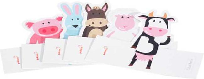 Actual product image Pukaca Paper finger puppet set. 8 farm animals (8 x)