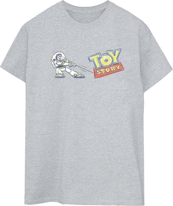 Actual product image Disney Womens/Ladies Toy Story Buzz Pulling Logo Cotton Boyfriend T-Shirt (4XL)