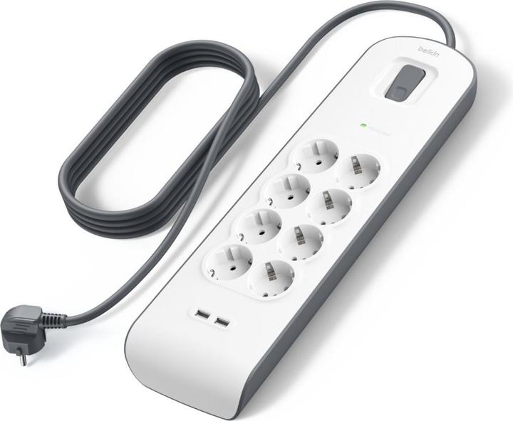 Actual product image Belkin Steckdosenleiste 8-fach 2 Meter Netzkabel BSV804vf2M-V2 (8 x, 2 m)