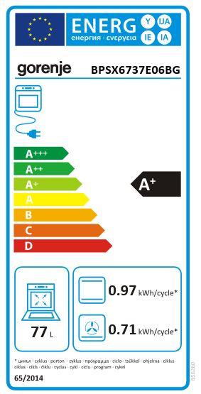 Energy Label Gorenje Gore Stove Black Steam SET Pyro A+ bk BPSX 6737 E06BG + IT 43 X