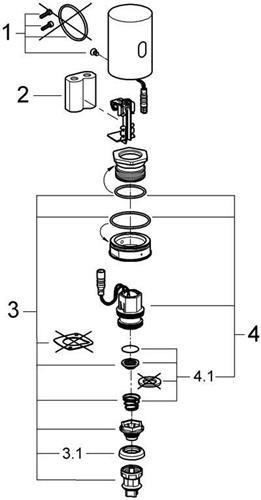 Actual product image Grohe Germany infrared urinal electronics Tectron conversion unit for urinal flush valve 37339 VC