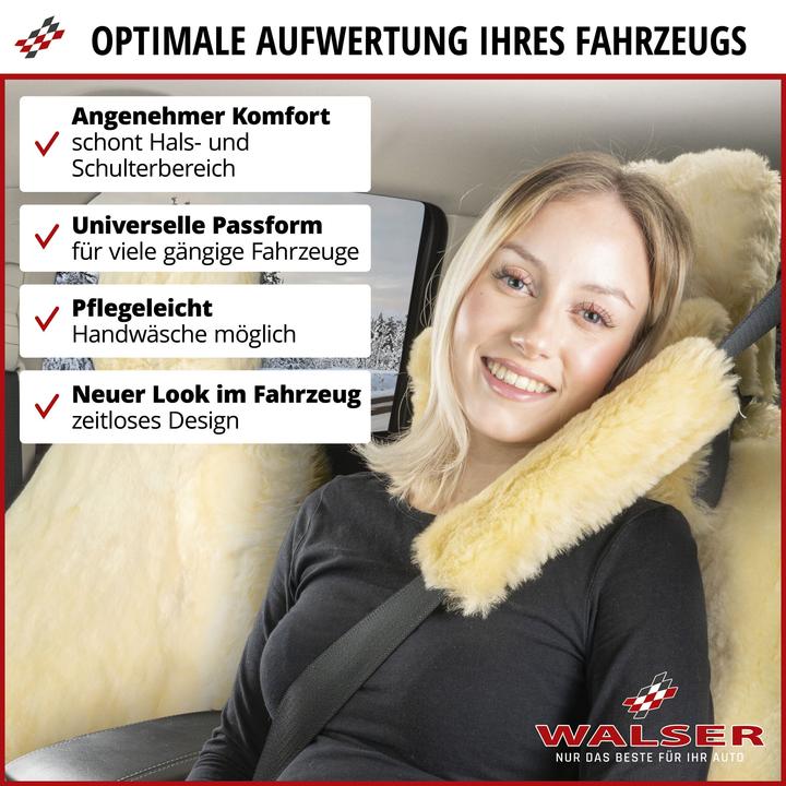 Produktbild Walser Gurtpolster Millie aus Lammfell, 2 Stück Auto-Gurtschoner beige