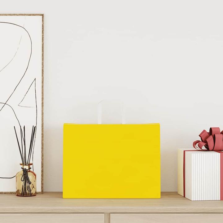 Produktbild VidaXL Kraftpapiertüten 50 Stk. mit Henkel Gelb 32x17x25 cm Papiertüte (Geschenktüte, 50 x)