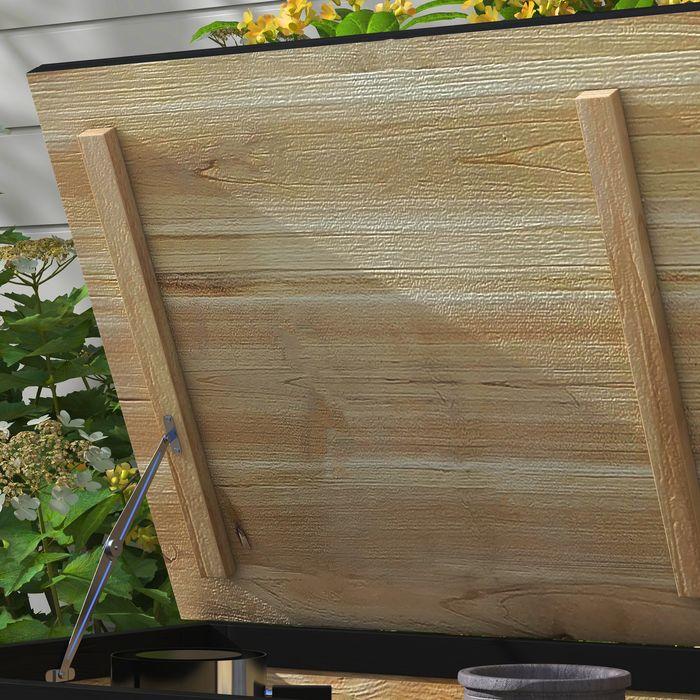 Image du produit Swisshandel24 Coffre de jardin en bois Coffre de rangement 121L Coffre de rangement à roulettes, Résistant aux